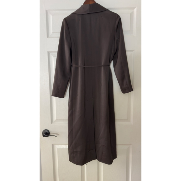 Women's HALSTON Leslie Satin Duster Brown Coat S - Picture 10 of 10